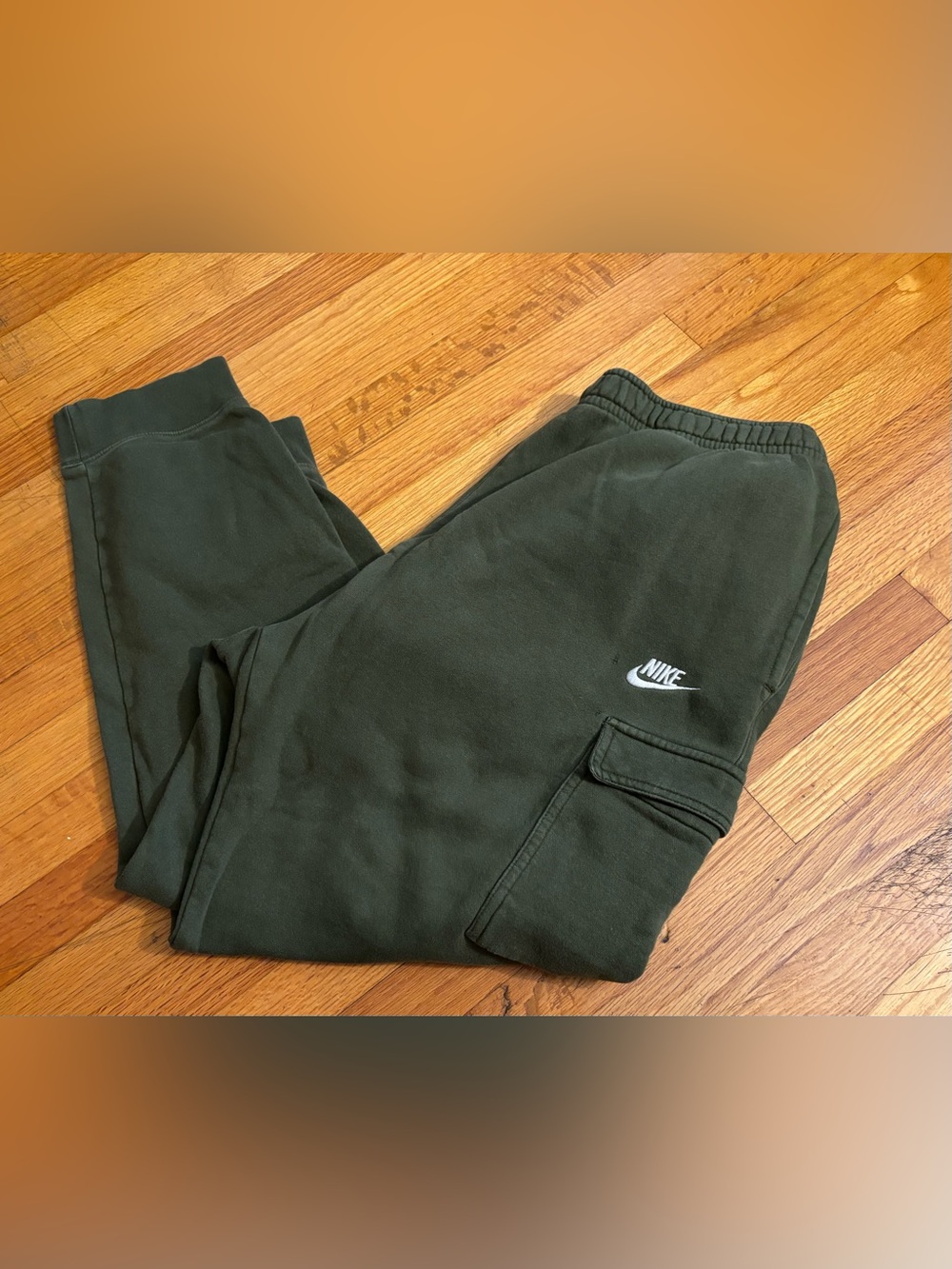 Nike Men’s Fleece Cargo Jogger Pants 2XL Regular Green Drawstring Pockets